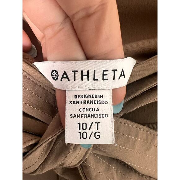 Athleta Cardiff Pant Rustic Beige Waist Tie Straight Leg Women's Size 10T - Picture 6 of 11